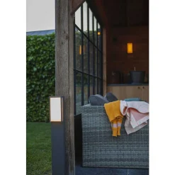 Borne Lumineuse Lutec Qubo Led Anthracite, 1 Lumiere, Changeur De Couleurs