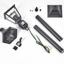 Borne Lumineuse Naofe Noir, 1 Lumiere, Detecteur De Mouvement