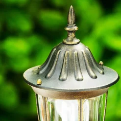 Borne Lumineuse Ribadeo Noir Dore, 1 Lumiere, Detecteur De Mouvement