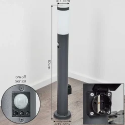 Borne Lumineuse Sessa Anthracite, 1 Lumiere, Detecteur De Mouvement