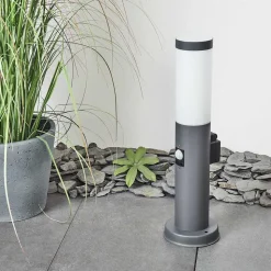 Borne Lumineuse Sessa Anthracite, 1 Lumiere, Detecteur De Mouvement
