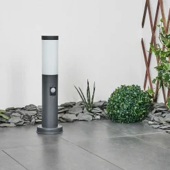 Borne Lumineuse Sessa Anthracite, 1 Lumiere, Detecteur De Mouvement