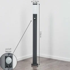 Borne Lumineuse Sessa Anthracite, 1 Lumiere, Detecteur De Mouvement