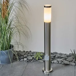 Borne Lumineuse Sessa Nickel Mat, 1 Lumiere