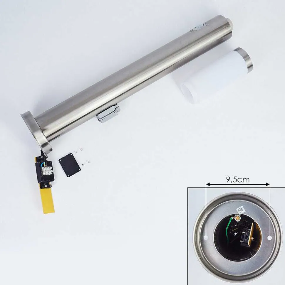 Borne Lumineuse Sessa Nickel Mat, 1 Lumiere, Detecteur De Mouvement