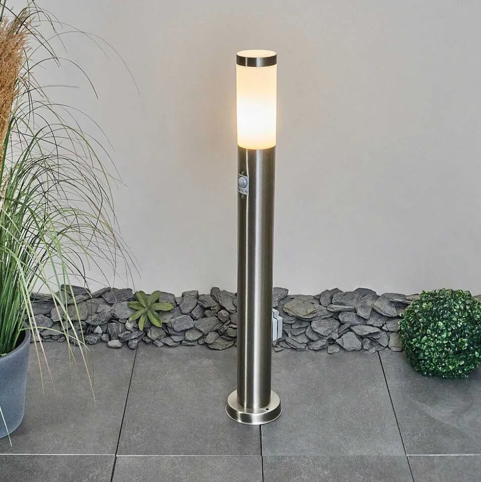 Borne Lumineuse Sessa Nickel Mat, 1 Lumiere, Detecteur De Mouvement