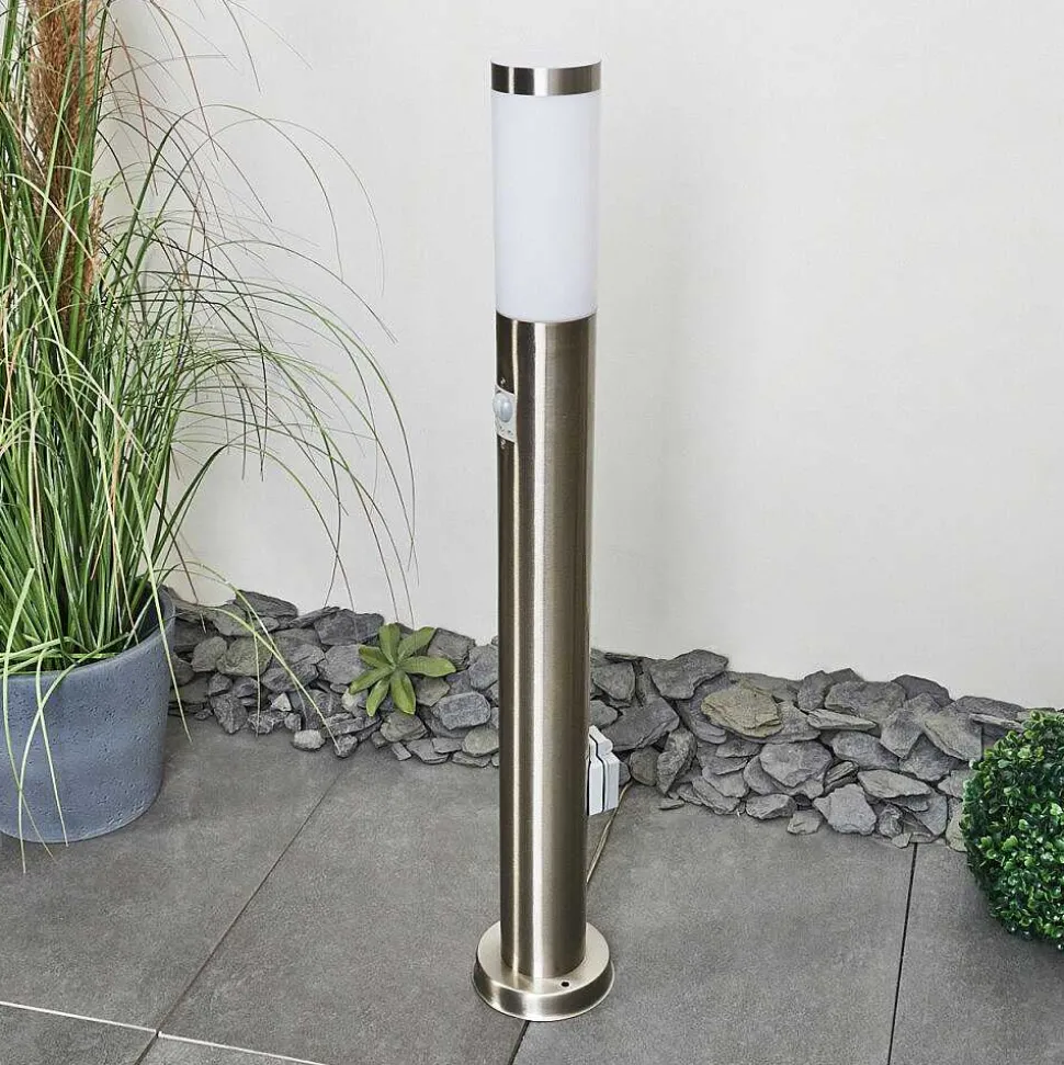 Borne Lumineuse Sessa Nickel Mat, 1 Lumiere, Detecteur De Mouvement