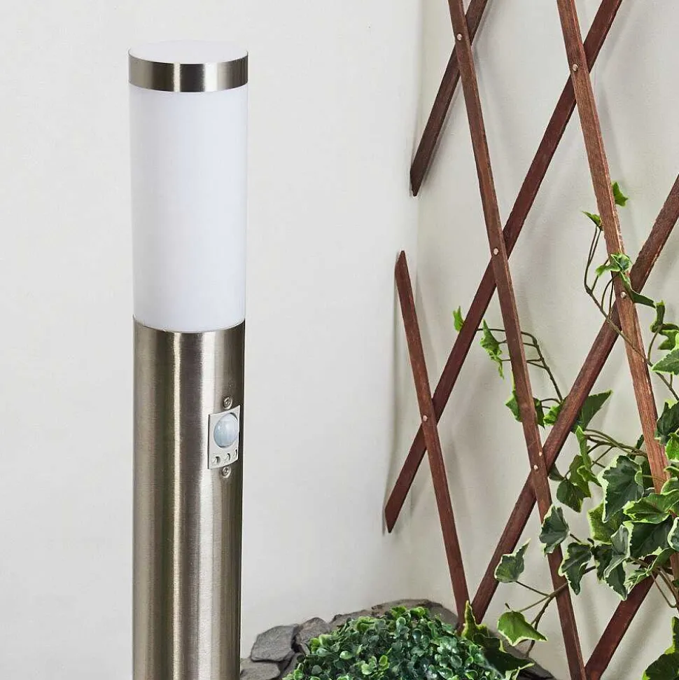 Borne Lumineuse Sessa Nickel Mat, 1 Lumiere, Detecteur De Mouvement