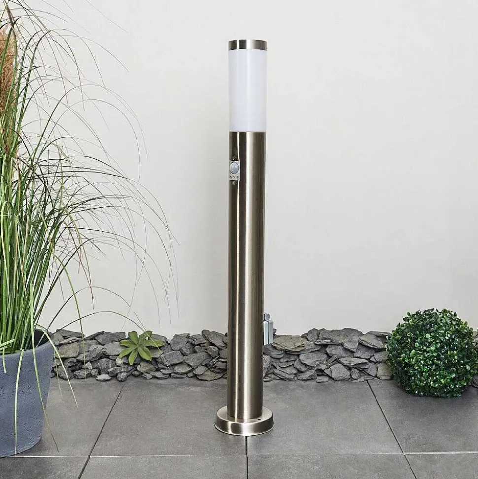 Borne Lumineuse Sessa Nickel Mat, 1 Lumiere, Detecteur De Mouvement