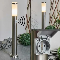 Borne Lumineuse Sessa Nickel Mat, 1 Lumiere, Detecteur De Mouvement