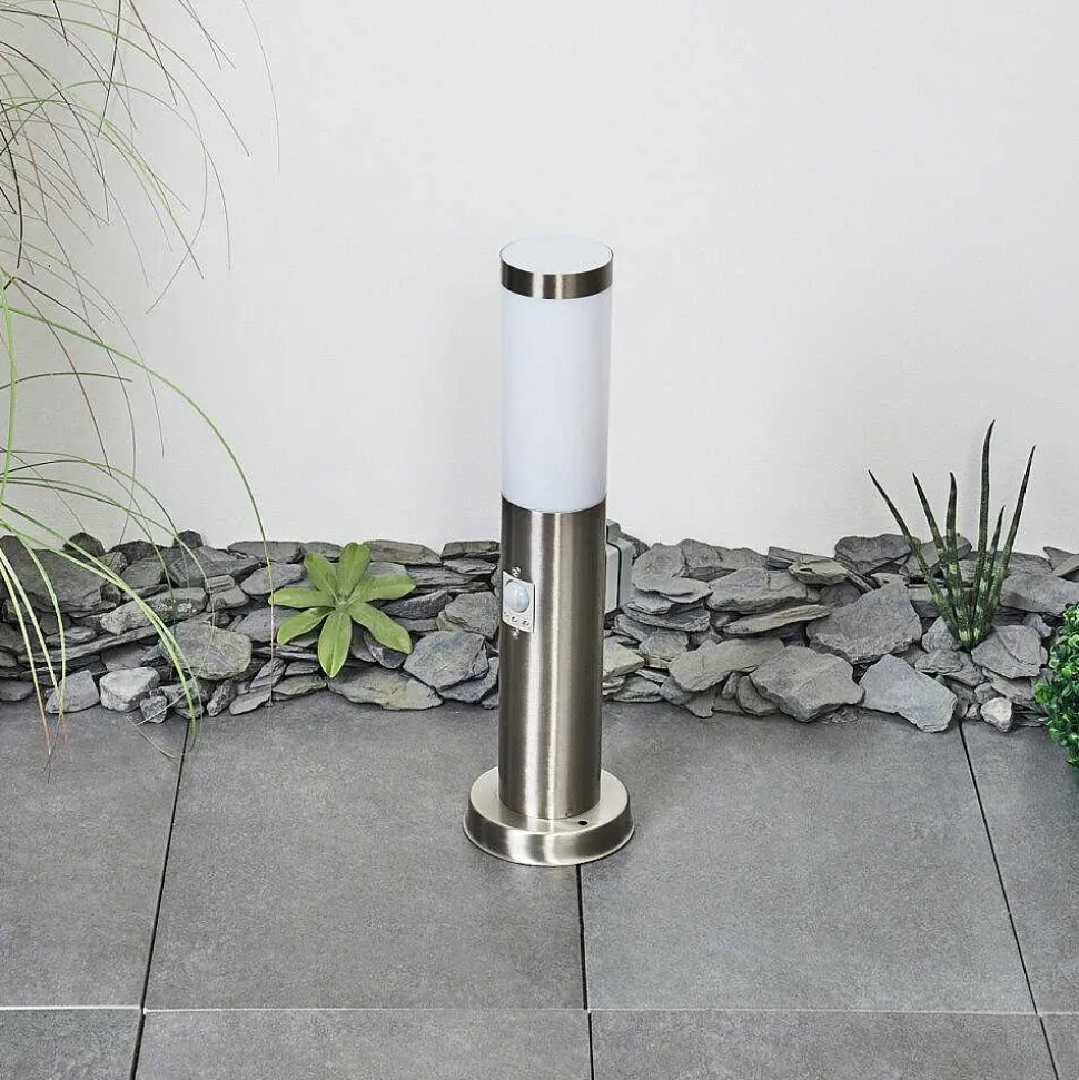Borne Lumineuse Sessa Nickel Mat, 1 Lumiere, Detecteur De Mouvement
