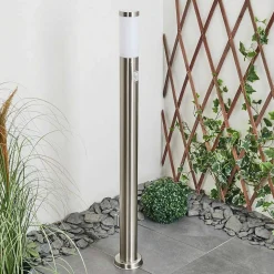 Borne Lumineuse Sessa Nickel Mat, 1 Lumiere, Detecteur De Mouvement