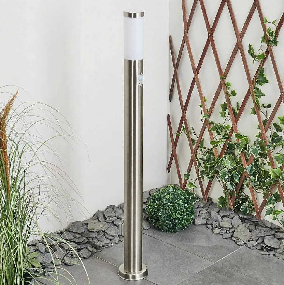 Borne Lumineuse Sessa Nickel Mat, 1 Lumiere, Detecteur De Mouvement