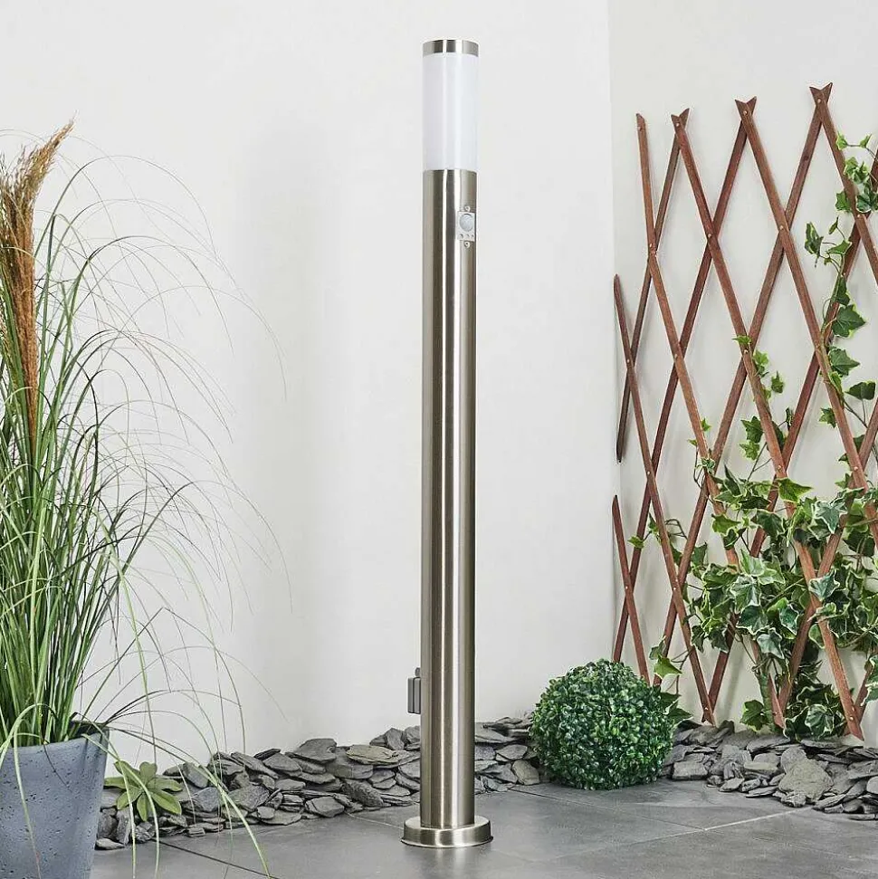 Borne Lumineuse Sessa Nickel Mat, 1 Lumiere, Detecteur De Mouvement