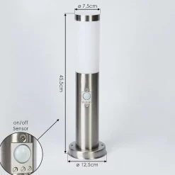 Borne Lumineuse Sessa Nickel Mat, 1 Lumiere, Detecteur De Mouvement