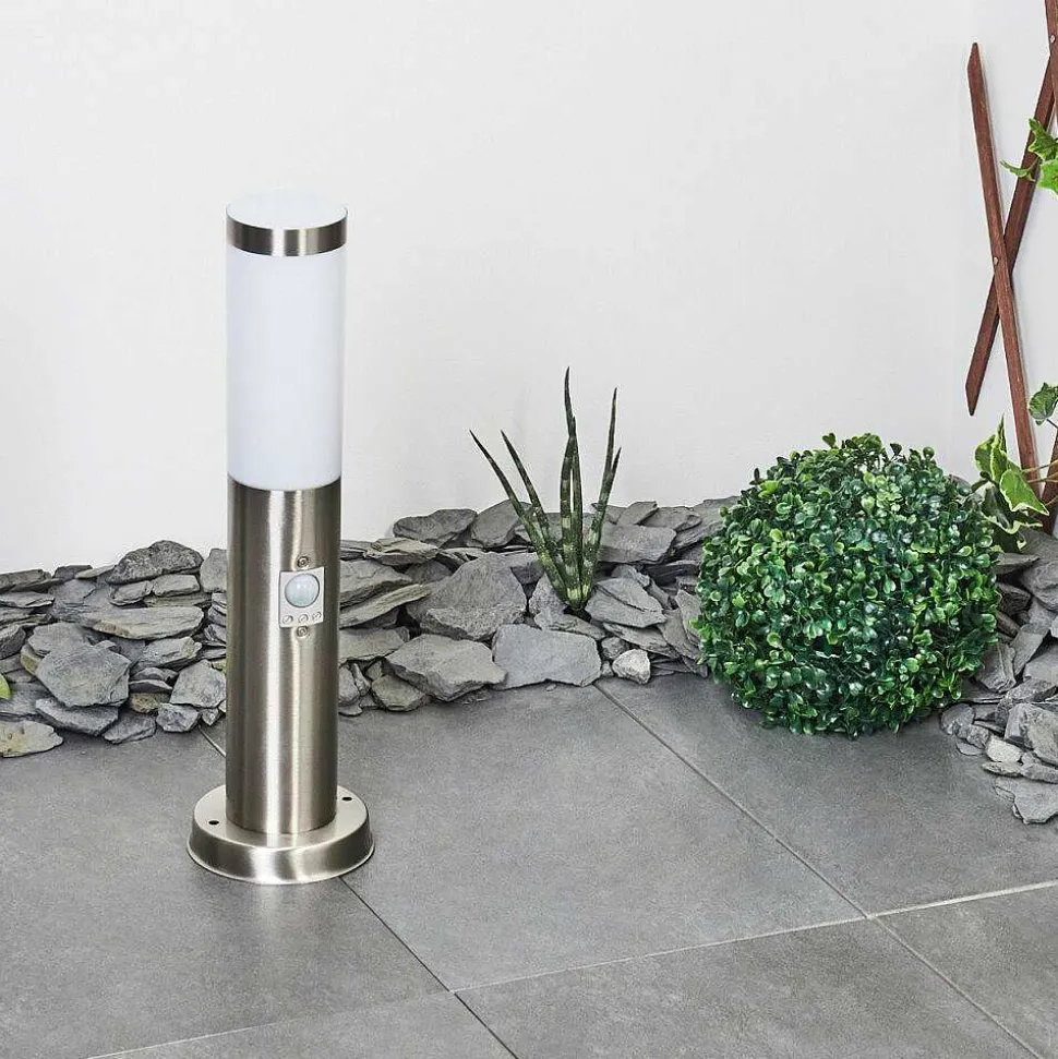 Borne Lumineuse Sessa Nickel Mat, 1 Lumiere, Detecteur De Mouvement