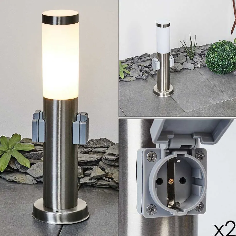 Borne Lumineuse Sessa Nickel Mat, 1 Lumiere