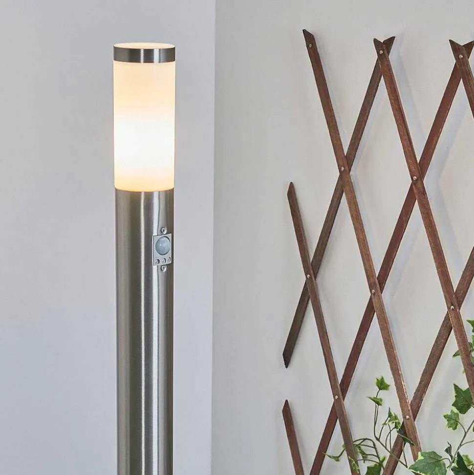 Borne Lumineuse Sessa Nickel Mat, 1 Lumiere, Detecteur De Mouvement