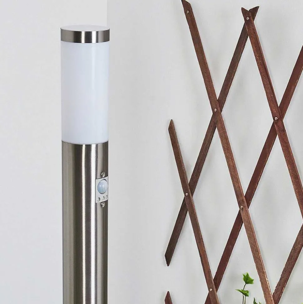 Borne Lumineuse Sessa Nickel Mat, 1 Lumiere, Detecteur De Mouvement