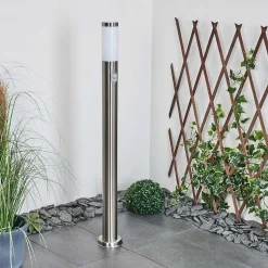 Borne Lumineuse Sessa Nickel Mat, 1 Lumiere, Detecteur De Mouvement