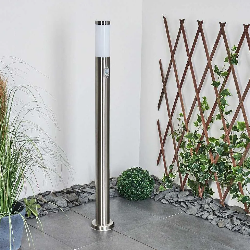 Borne Lumineuse Sessa Nickel Mat, 1 Lumiere, Detecteur De Mouvement