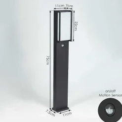 Borne Lumineuse Skove Led Anthracite, 1 Lumiere, Detecteur De Mouvement