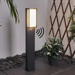 Borne Lumineuse Skove Led Anthracite, 1 Lumiere, Detecteur De Mouvement