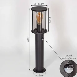 Borne Lumineuse Sumalao Noir, 1 Lumiere, Detecteur De Mouvement