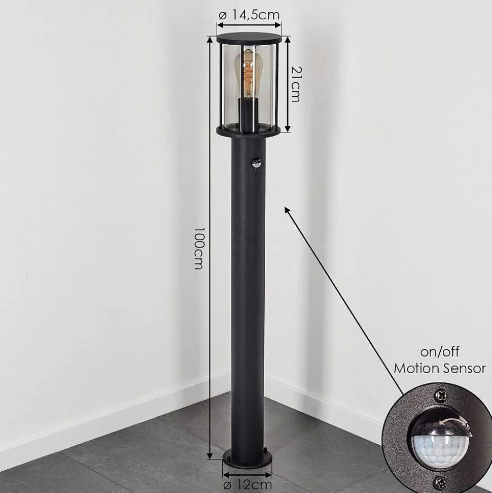 Borne Lumineuse Sumalao Noir, 1 Lumiere, Detecteur De Mouvement