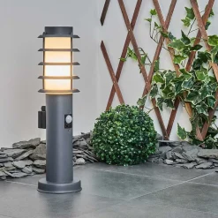 Borne Lumineuse Tunes Anthracite, 1 Lumiere, Detecteur De Mouvement