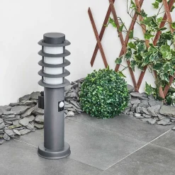 Borne Lumineuse Tunes Anthracite, 1 Lumiere, Detecteur De Mouvement