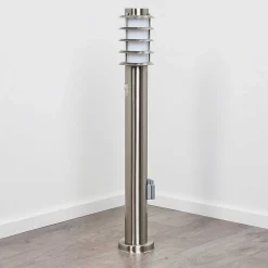 Borne Lumineuse Tunes Nickel Mat, 1 Lumiere, Detecteur De Mouvement