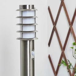 Borne Lumineuse Tunes Nickel Mat, 1 Lumiere, Detecteur De Mouvement