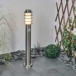 Borne Lumineuse Tunes Nickel Mat, 1 Lumiere, Detecteur De Mouvement