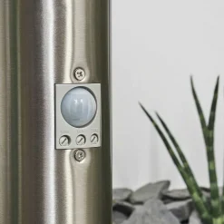 Borne Lumineuse Tunes Nickel Mat, 1 Lumiere, Detecteur De Mouvement