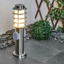 Borne Lumineuse Tunes Nickel Mat, 1 Lumiere