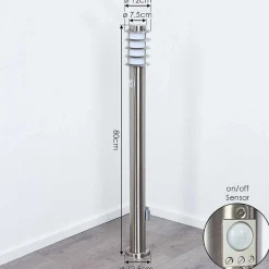 Borne Lumineuse Tunes Nickel Mat, 1 Lumiere, Detecteur De Mouvement