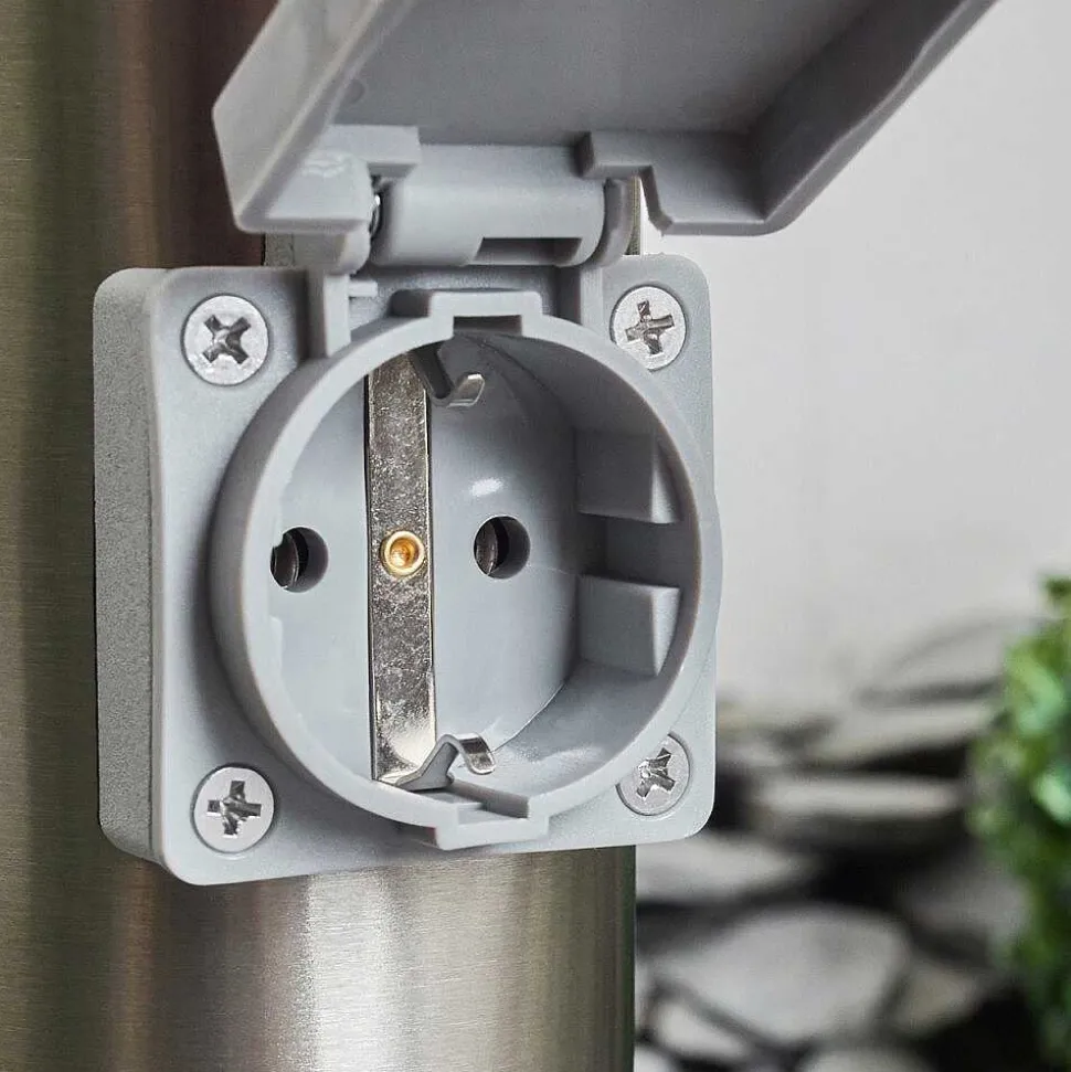 Borne Lumineuse Tunes Nickel Mat, 1 Lumiere, Detecteur De Mouvement