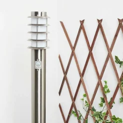 Borne Lumineuse Tunes Nickel Mat, 1 Lumiere, Detecteur De Mouvement