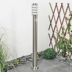 Borne Lumineuse Tunes Nickel Mat, 1 Lumiere, Detecteur De Mouvement