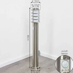 Borne Lumineuse Tunes Nickel Mat, 1 Lumiere, Detecteur De Mouvement