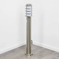 Borne Lumineuse Tunes Nickel Mat, 1 Lumiere, Detecteur De Mouvement