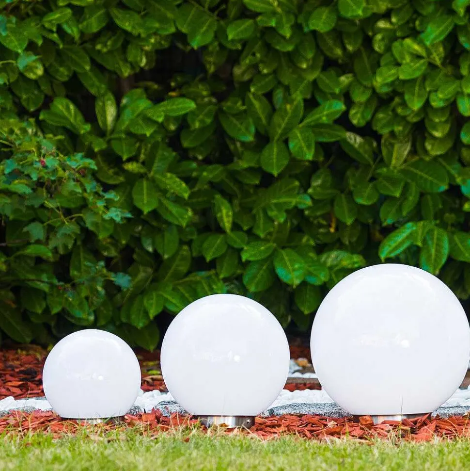 Boule Lumineuse Solar Led Acier Inoxydable, 2 Lumieres