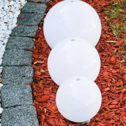 Boule Lumineuse Solar Led Acier Inoxydable, 2 Lumieres