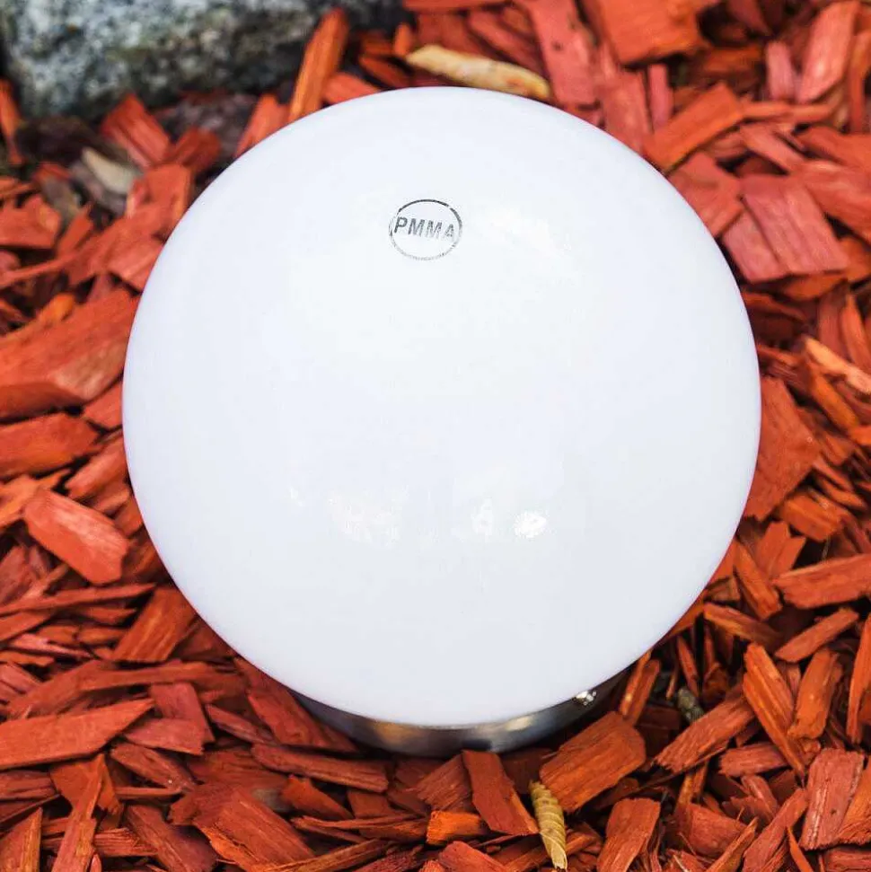 Boule Lumineuse Solar Led Acier Inoxydable, 2 Lumieres