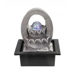 Fontaine Globo Albert Led Gris, 4 Lumieres, Changeur De Couleurs