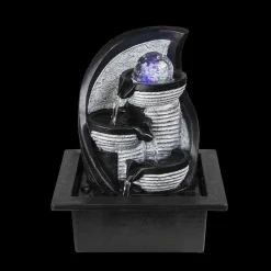 Fontaine Globo Albert Led Gris, 4 Lumieres, Changeur De Couleurs