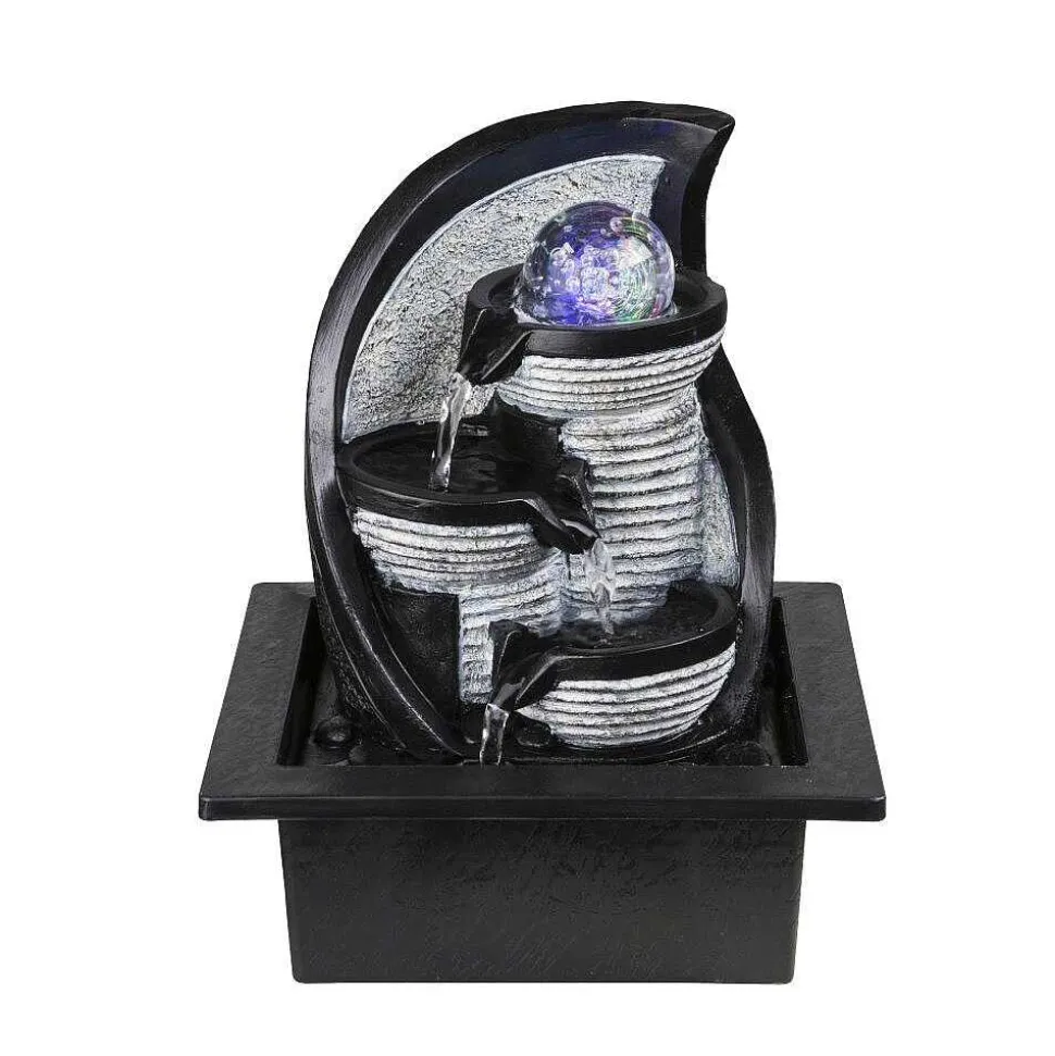 Fontaine Globo Albert Led Gris, 4 Lumieres, Changeur De Couleurs