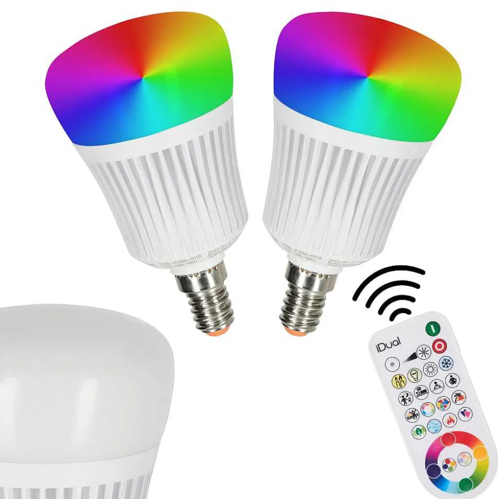 Idual E14 Led Rgb 7 Watt 2200-6500 Kelvin 470 Lumen Lot De 2 Avec Telecommande