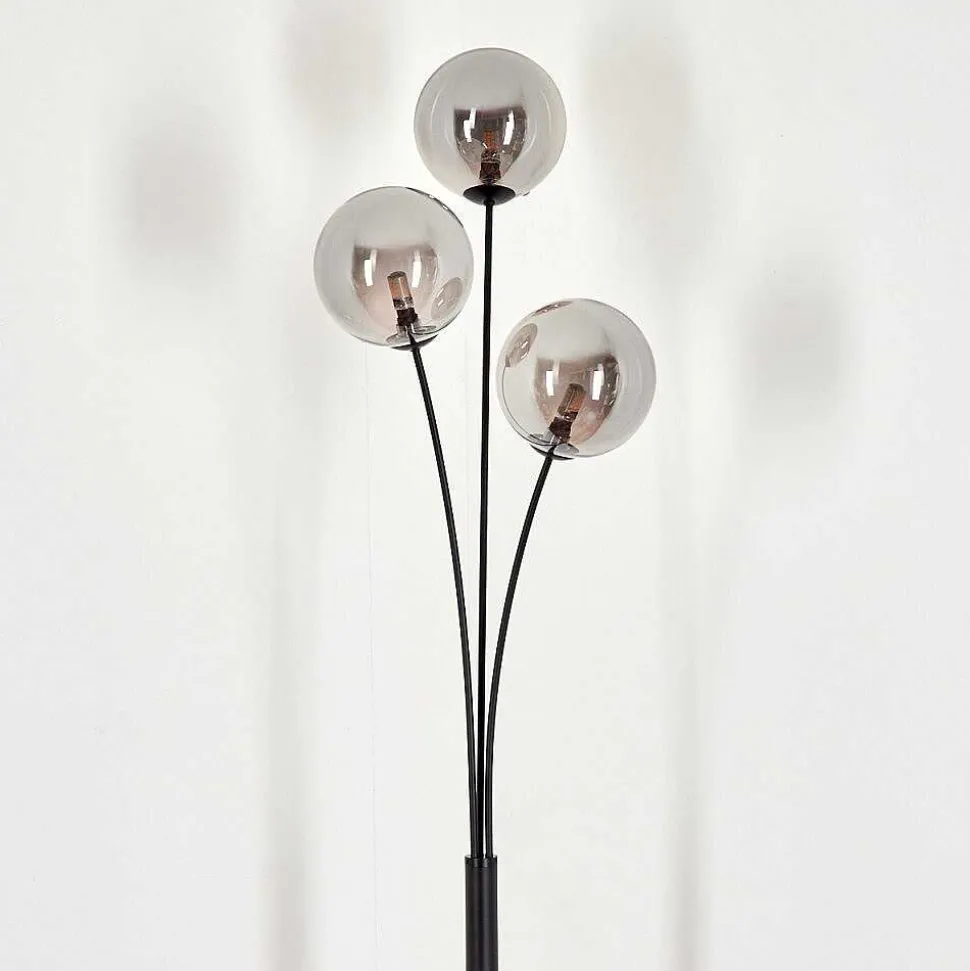 Lampadaire - Verre 15 Cm Bernado Fume, 3 Lumieres